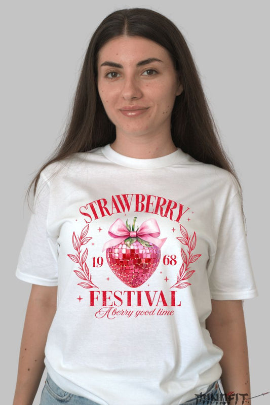 Tricou de Vara Strawberry Festival dama alb fata