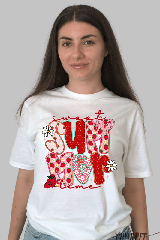 Tricou de Vara Sweet Summer Time dama alb fata