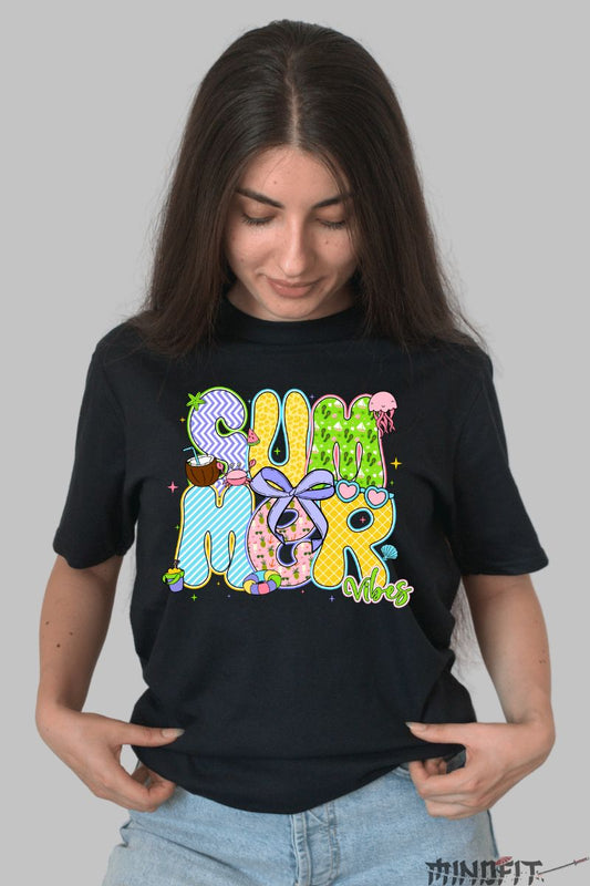 Tricou de Vara Viu Colorat dama negru fata