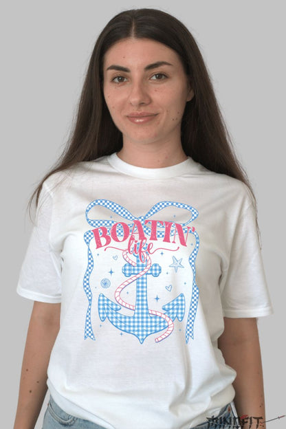 Tricou de Vara cu Ancora dama alb fata