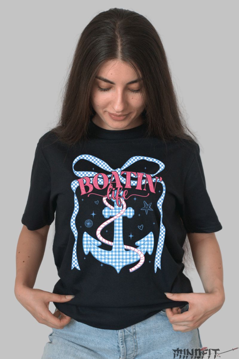 Tricou de Vara cu Ancora dama negru fata