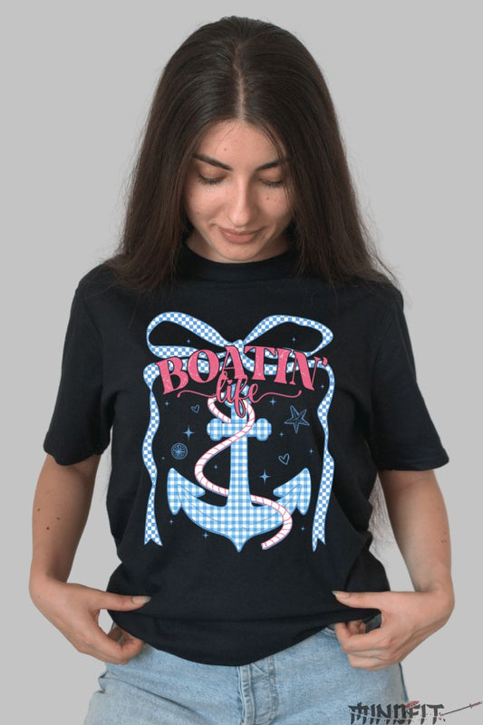 Tricou de Vara cu Ancora dama negru fata