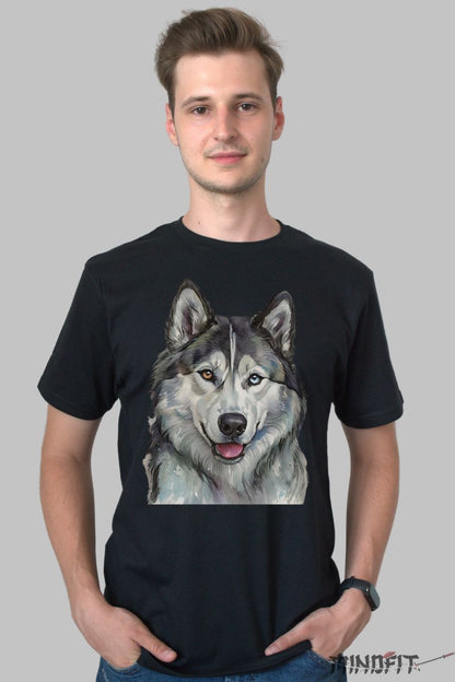 Tricou caine husky barbat negru