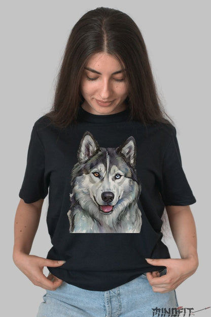 Tricou caine Husky dama negru