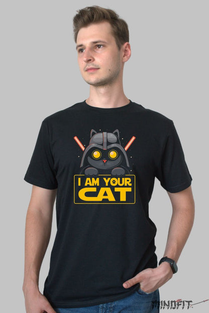 Tricou cu Pisica Cat Wars barbat negru