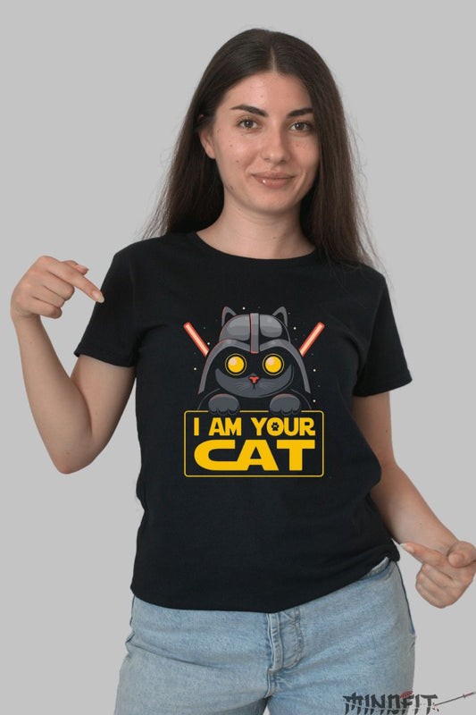 Tricou cu Pisica Cat Wars dama negru
