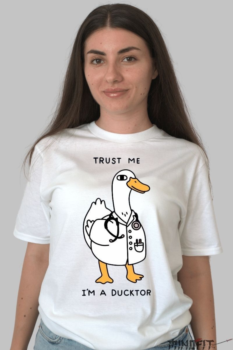Tricou personalizat Rata Ducktor alb dama fata