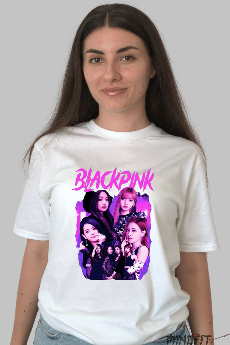Tricou personalizat blackpink dama alb 
fata
