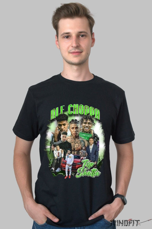 Tricou personalizat central nle choppa barbat negru fata