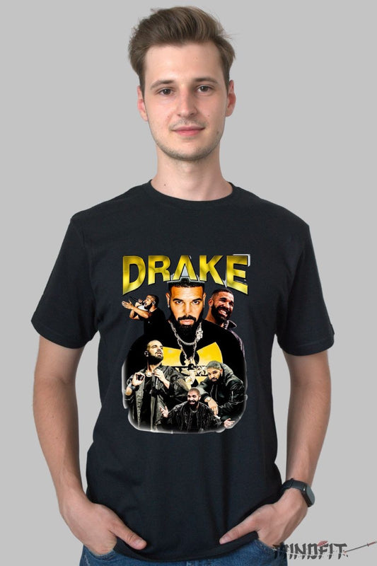 Tricou personalizat drake barbat negru fata