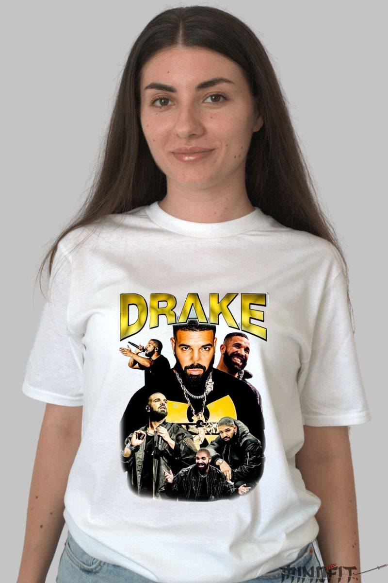 Tricou personalizat drake dama alb fata