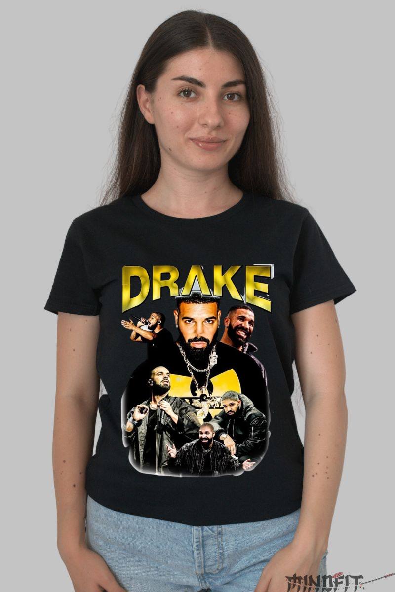 Tricou personalizat drake dama negru fata