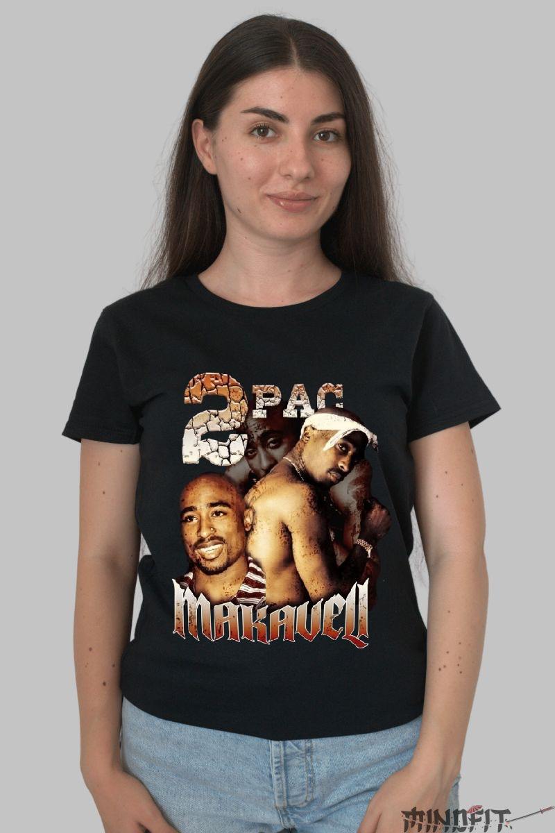 Tricou tupac dama negru fata