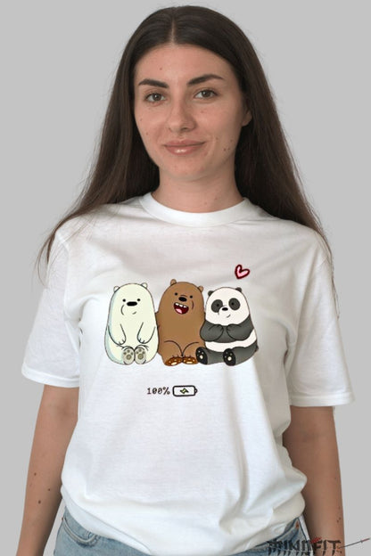 Tricou bear friends dama alb fata