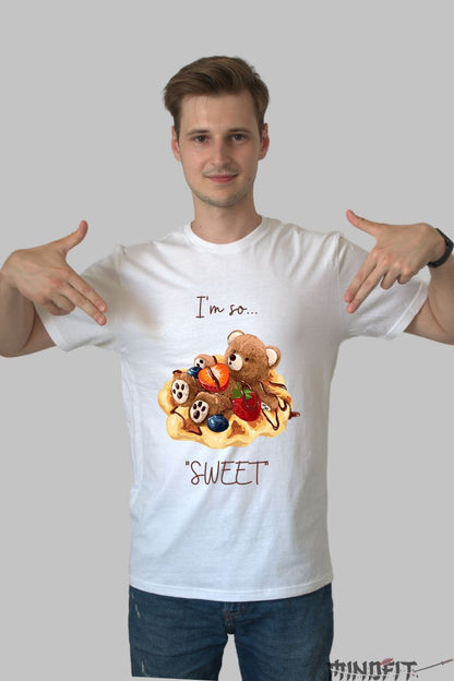 Tricou personalizat ursulet barbat alb fata