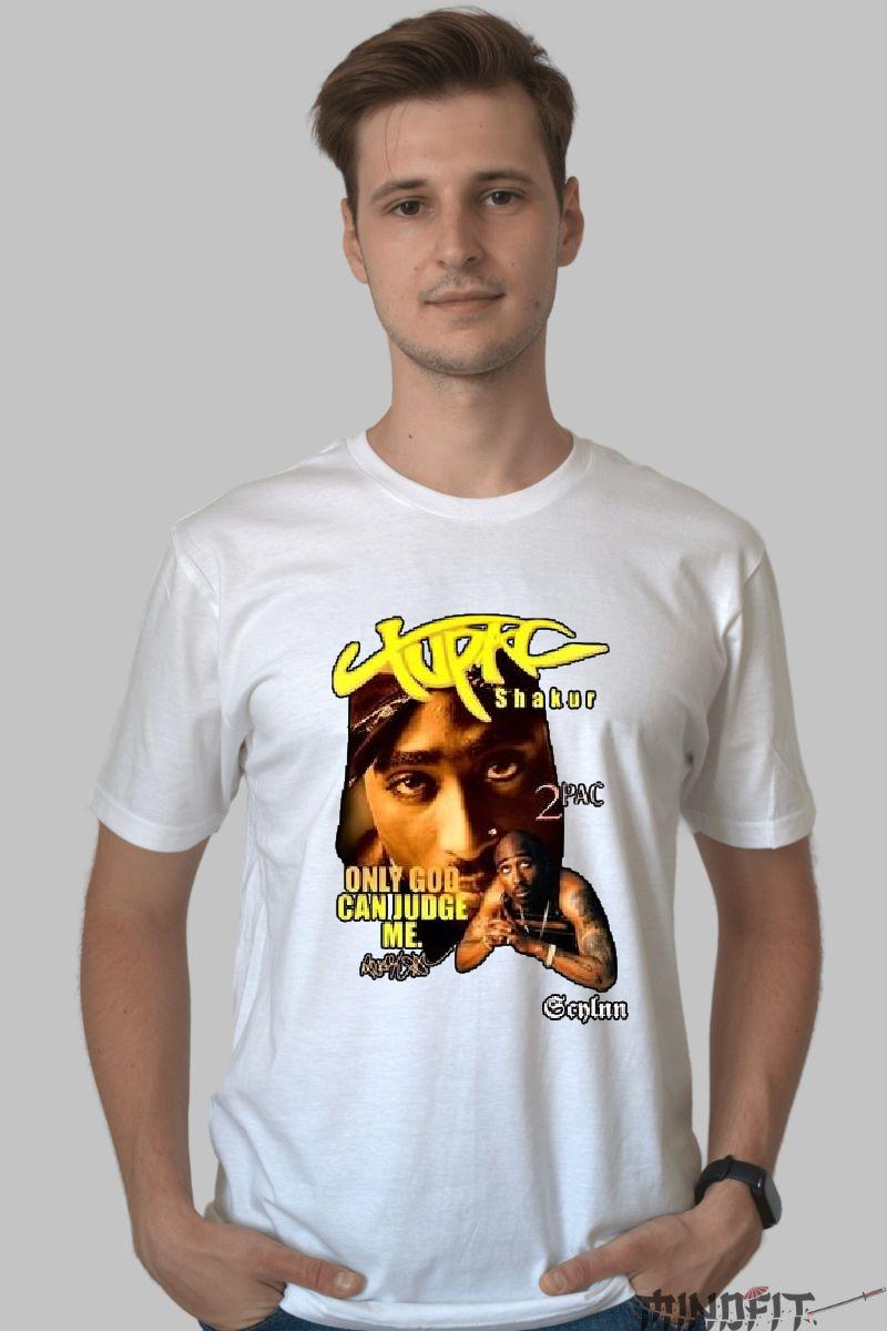 Tricou tupac Peace Out barbat alb fata