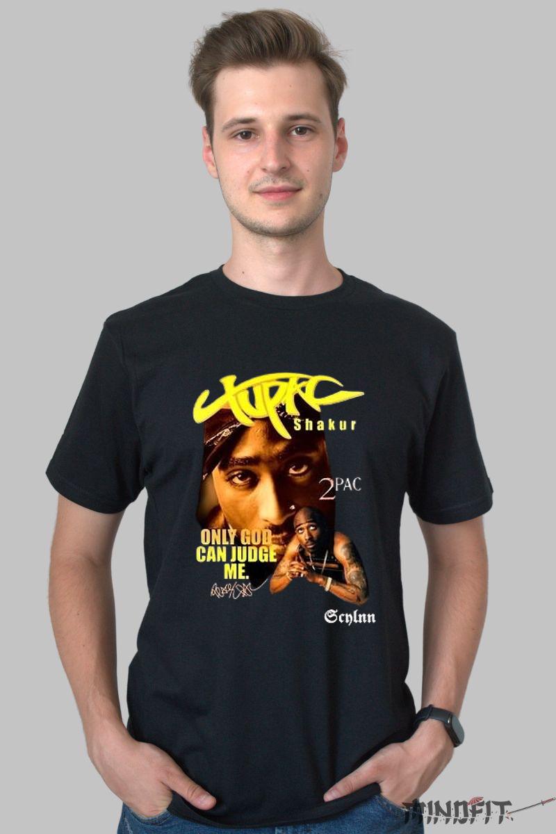 Tricou tupac Peace Out barbat negru fata
