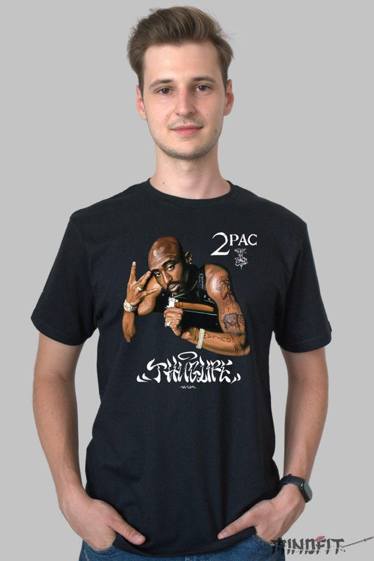Tricou tupac legend barbat negru fata