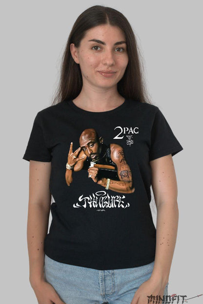 Tricou tupac legend dama negru fata