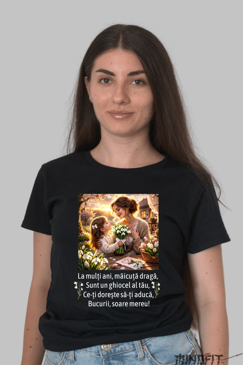 Tricou 8 Martie - La Multi Ani Maicuta Draga dama negru