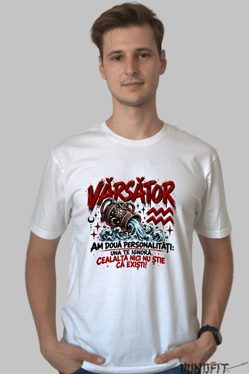 Tricou Amuzant - Varsator Cu Doua Personalitati barbat alb