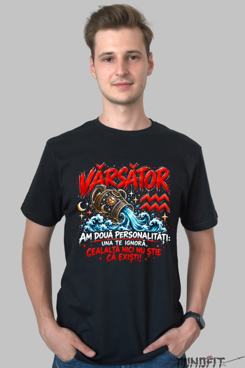 Tricou Amuzant - Varsator Cu Doua Personalitati barbat negru
