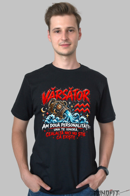 Tricou Amuzant - Varsator Cu Doua Personalitati barbat negru
