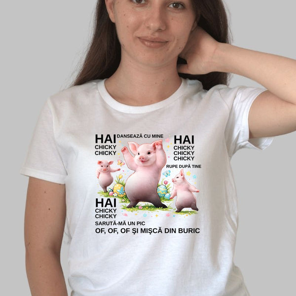 Tricou Amuzant De Paste - Chicky Chicky Dance