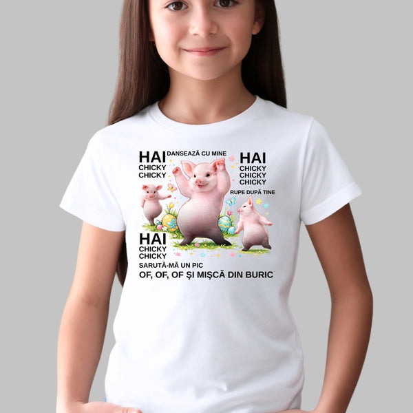 Tricou Amuzant De Paste Copil – Chicky Chicky Dance