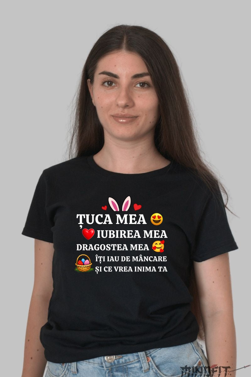Tricou Amuzant De Paste Tuca Mea Iubirea Mea dama negru