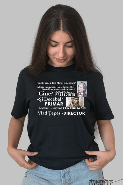 Tricou Amuzant Istoric Dama Negru Fata