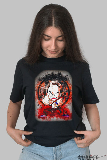 Tricou Anime Dragon Ball – Krillin Ready to Strike dama negru