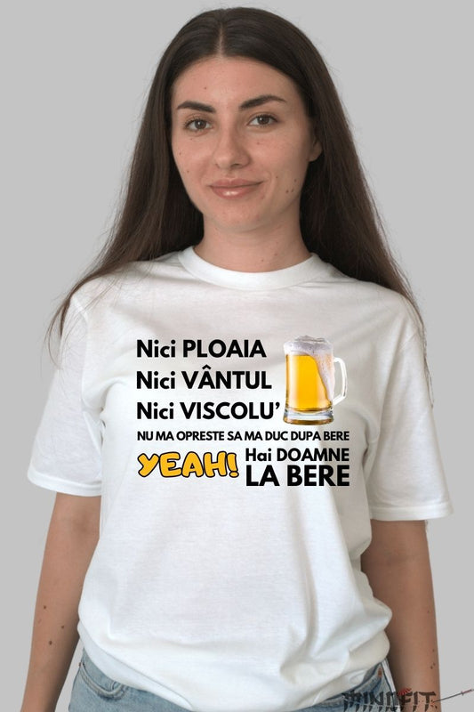 Tricou Cu Bere Viral Dama Alb