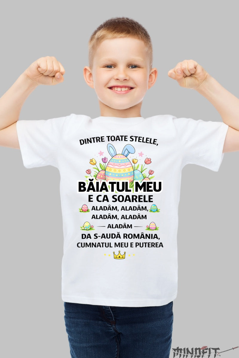 Tricou De Paste Copil Fata Mea Si Baiatul Meu Dintre Toate Stelele baiat alb