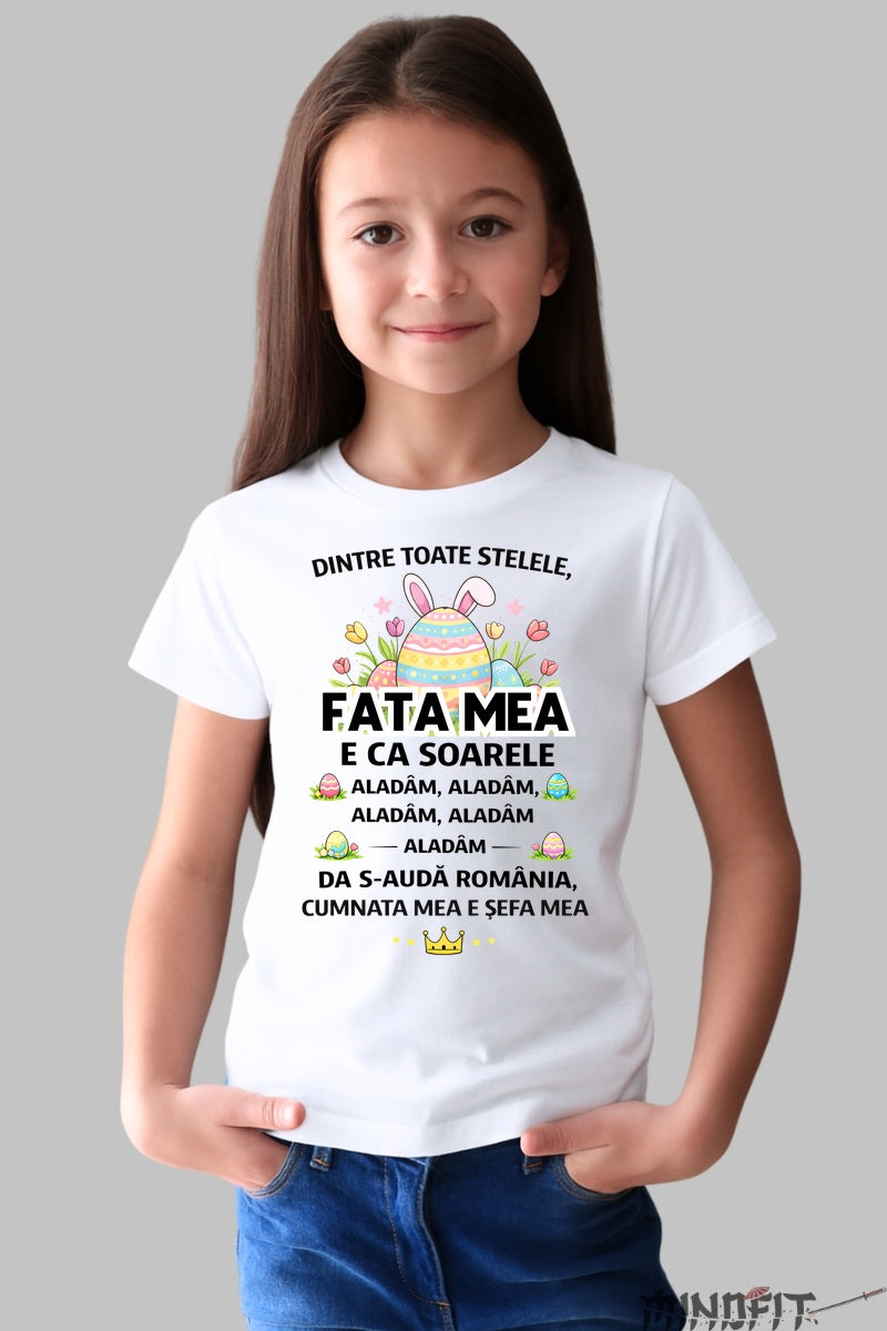 Tricou De Paste Copil Fata Mea Si Baiatul Meu Dintre Toate Stelele fata alb