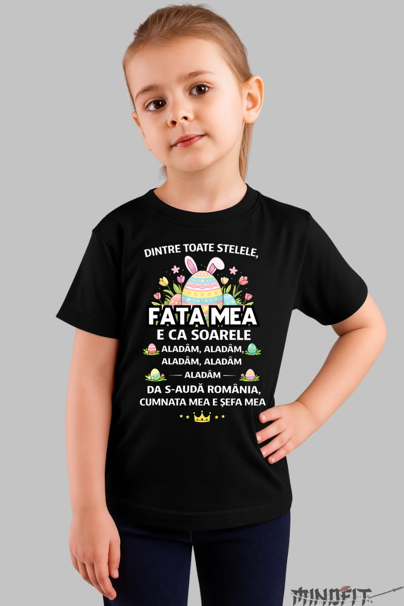 Tricou De Paste Copil Fata Mea Si Baiatul Meu Dintre Toate Stelele fata negru