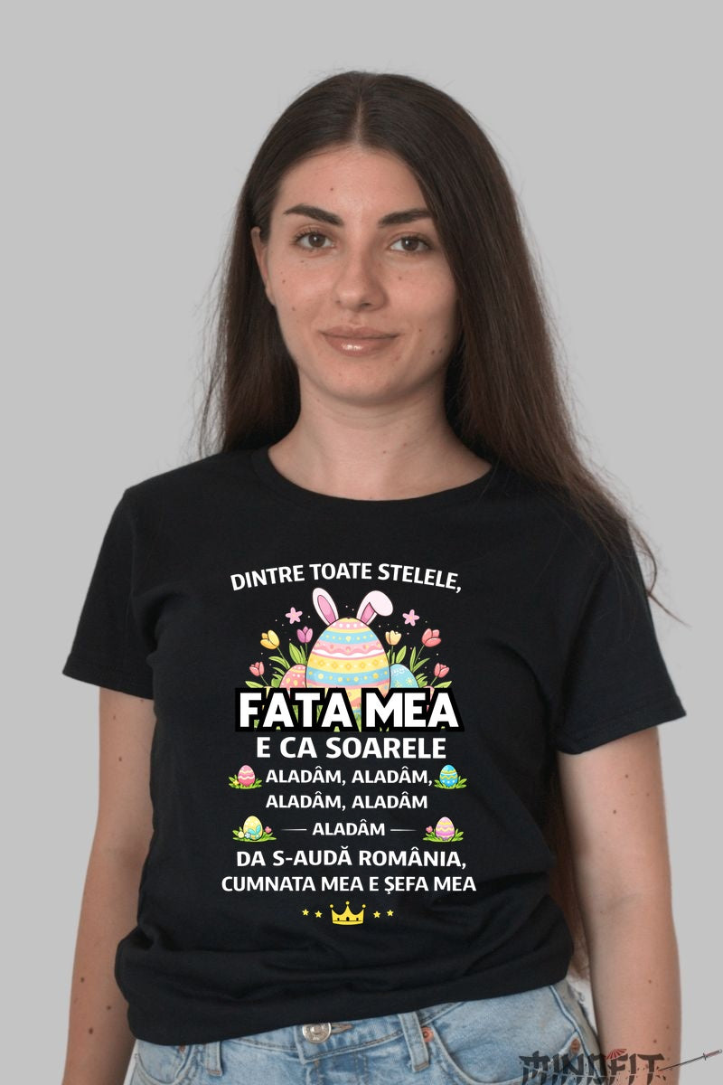 Tricou De Paste Fata Mea Si Baiatul Meu Dintre Toate Stelele dama negru