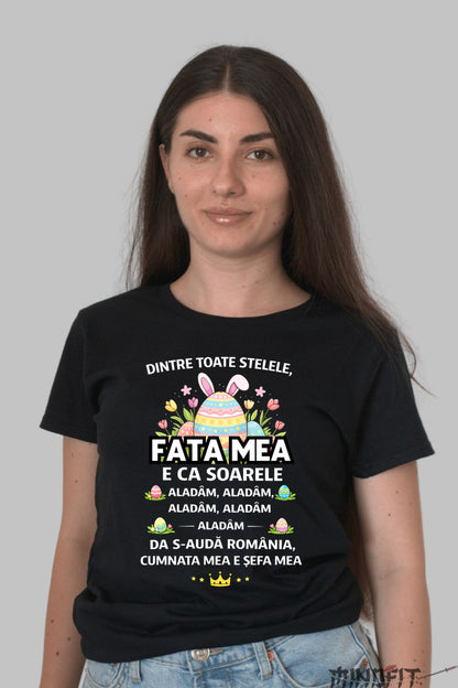 Tricou De Paste Fata Mea Si Baiatul Meu Dintre Toate Stelele dama negru