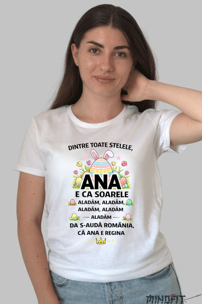 Tricou De Paste Personalizat Cu Nume Dintre Toate Stelele dama alb