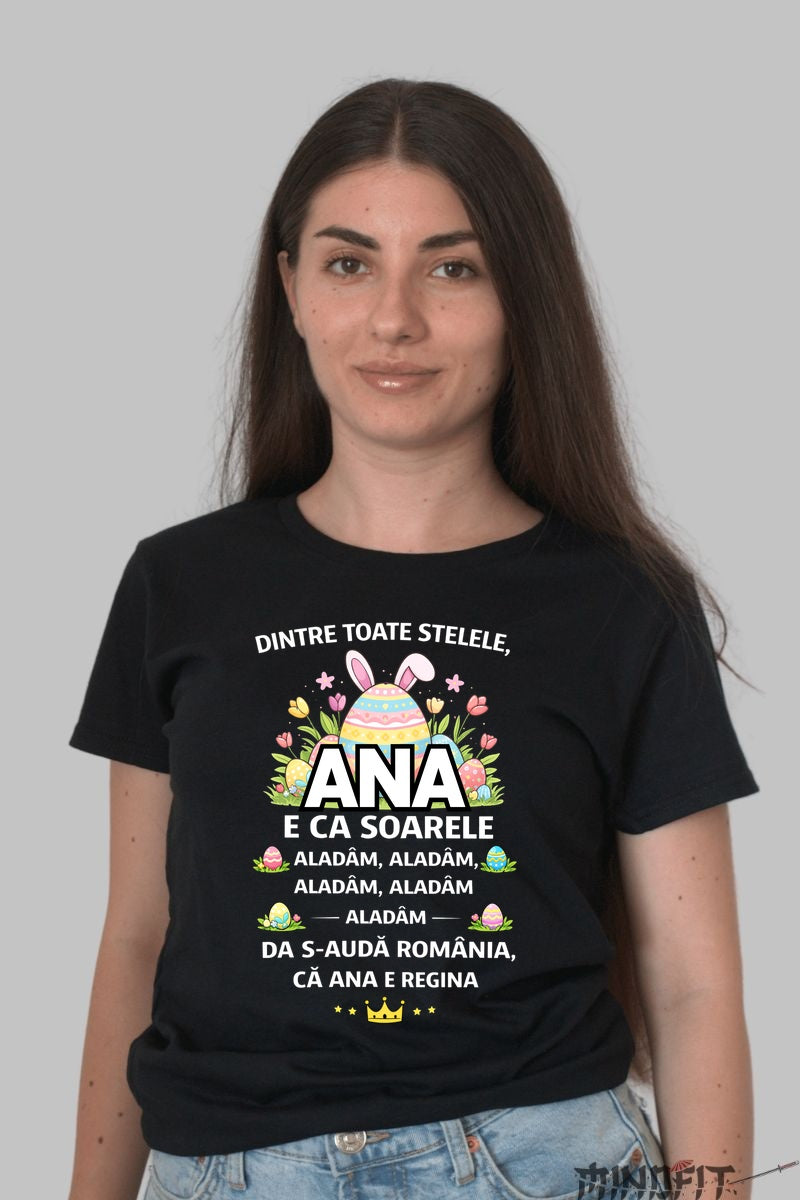 Tricou De Paste Personalizat Cu Nume Dintre Toate Stelele dama negru