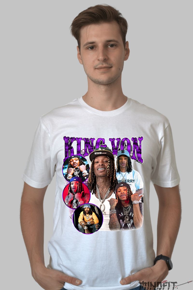 Tricou King Von barbat alb
