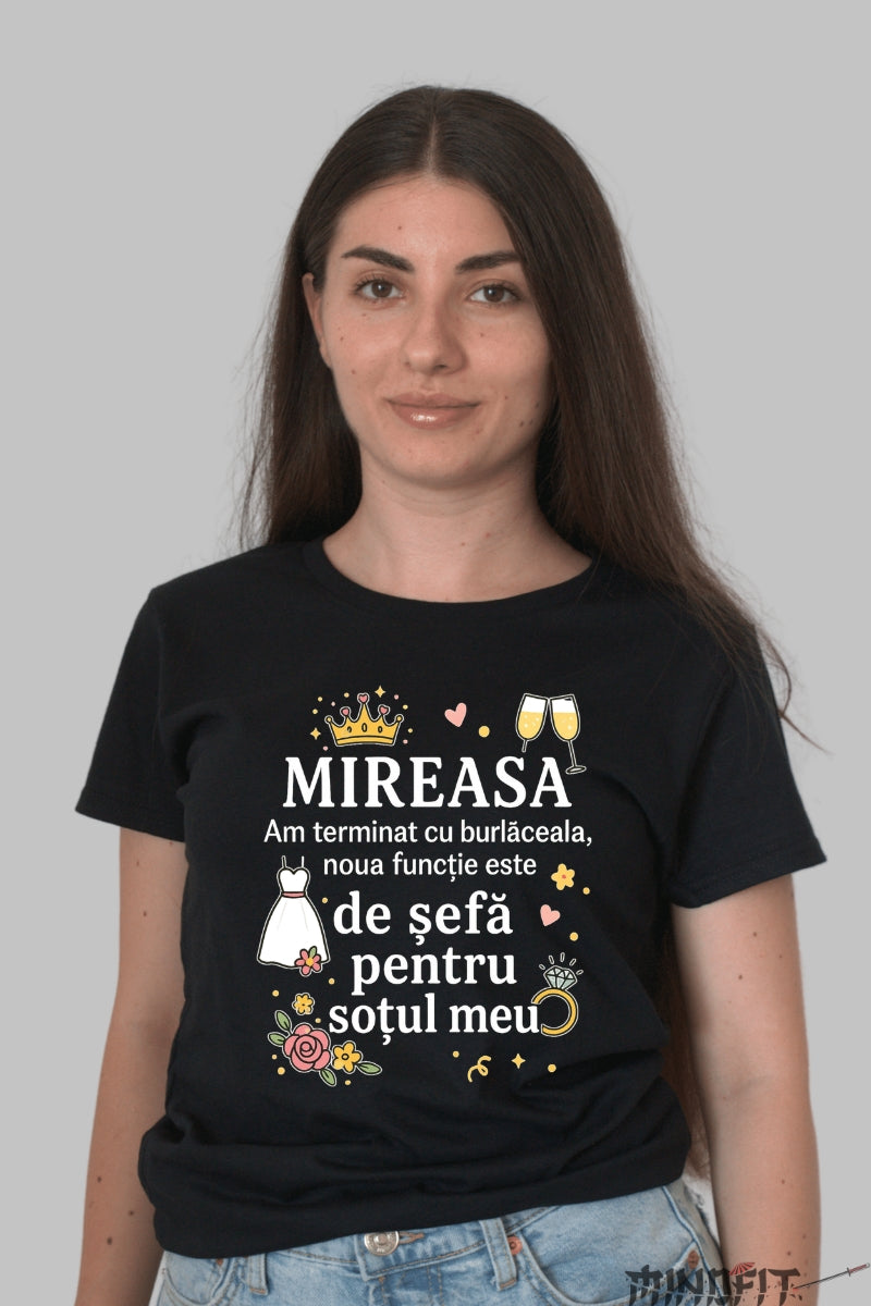Tricou Mireasa Noua Functie De Sefa dama negru