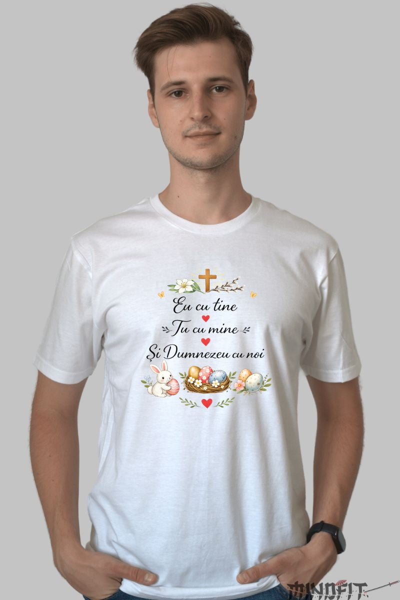 Tricou Paste Eu Cu tine Tu Cu Mine Si Dumnezeu Cu Noi barbat alb
