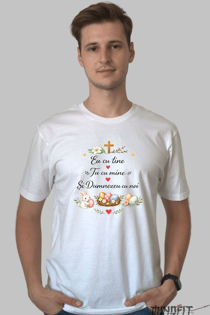 Tricou Paste Eu Cu tine Tu Cu Mine Si Dumnezeu Cu Noi barbat alb