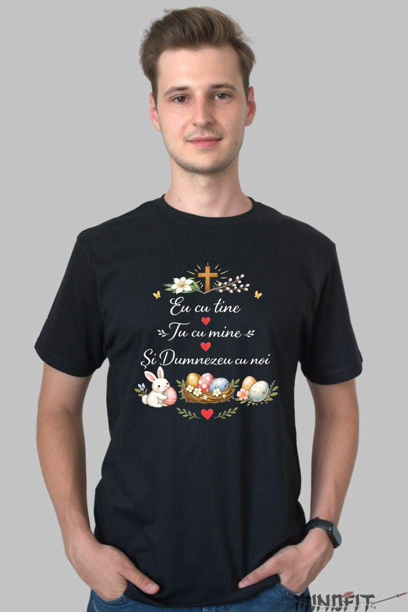 Tricou Paste Eu Cu tine Tu Cu Mine Si Dumnezeu Cu Noi barbat negru