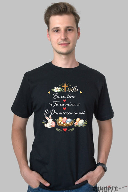 Tricou Paste Eu Cu tine Tu Cu Mine Si Dumnezeu Cu Noi barbat negru