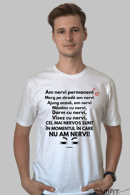 Tricou Personalizat Cu Mesaj Barbat Alb Fata