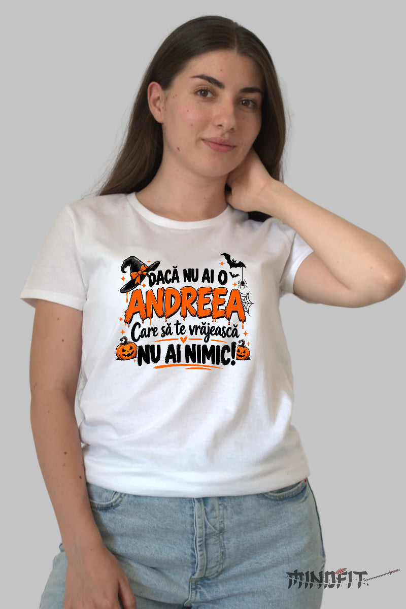 Tricou Personalizat Cu Nume-Halloween dama alb