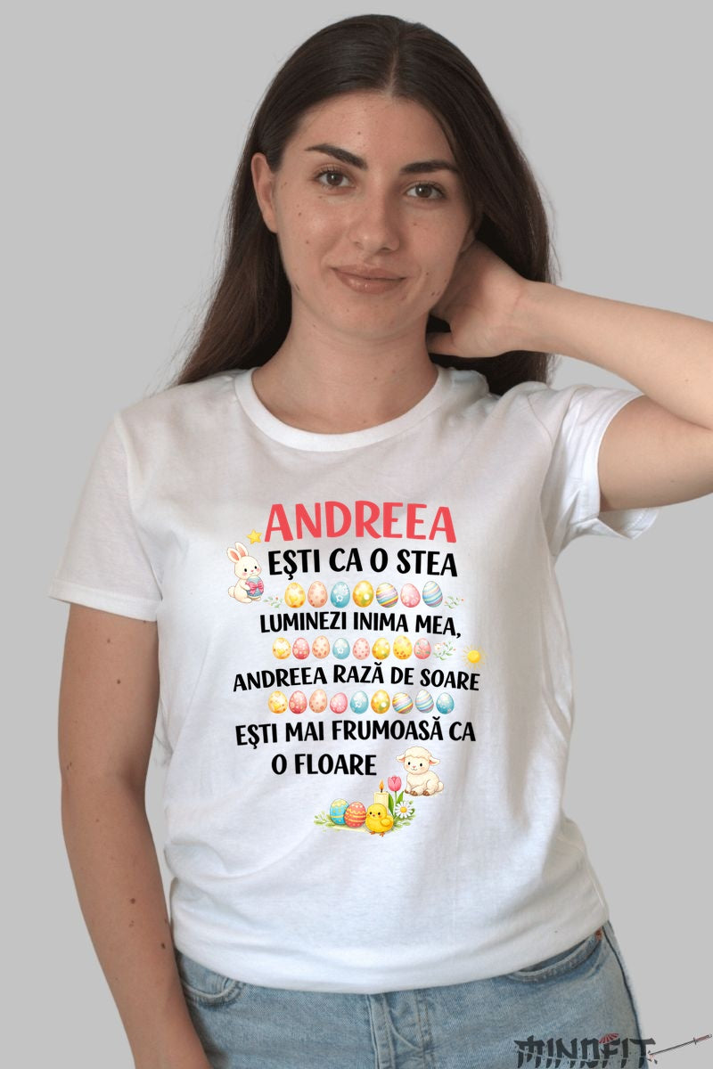 Tricou Personalizat Cu Nume Esti Ca O Stea dama alb
