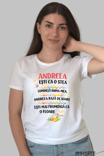 Tricou Personalizat Cu Nume Esti Ca O Stea dama alb
